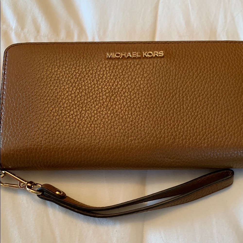 Michael Kors Tan Leather Wristlet